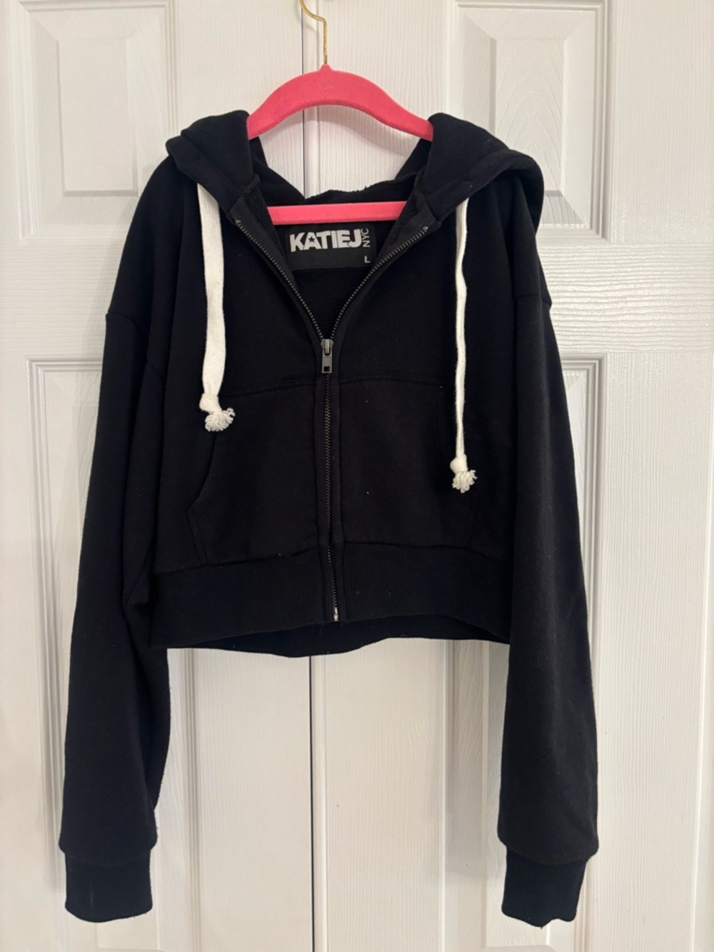 katie J girls black zip-hoodie size large